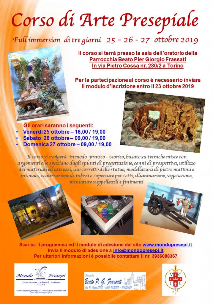 Corso di Arte Presepiale Torino 25-26-27 Ottobre 2019 Parrocchia Beato P.G. Frassati