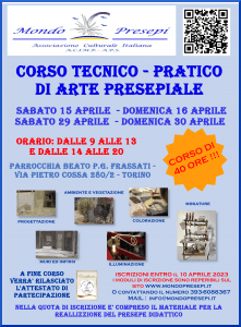 Corso Tecnico Pratico di Arte Presepiale - Aprile 2023 @ Associazione Culturale Italiana Mondo Presepi – A.C.I.M.P. – A.P.S